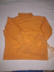 Mustard Top with Mesh Detail