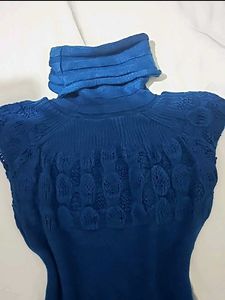Cobalt Blue Woolen Winter Dress