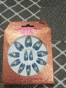 Blue & White Nail Art