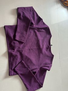 Purple Long Sleeve Crop Top