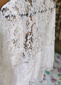 Elegant White Lace Button-Down Shirt for Women