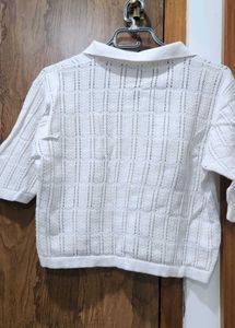 White Cropped Oversized Sweatshirt