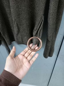 Beautiful V Neck Brown Sweater With  Bow Detail