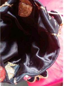 Black Colored Sequence Potli Bag