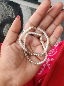 Pure Silver Pearl Bangles For Kid&#39;s
