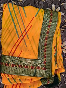 Yellow Striped Saree