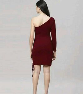 Burgundy One-Shoulder Mini Dress