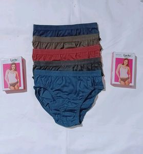 Pack Of 10 - Ladies Plain Panties - Multi-color