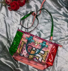 Imported Novelty Print Satchel Handbag
