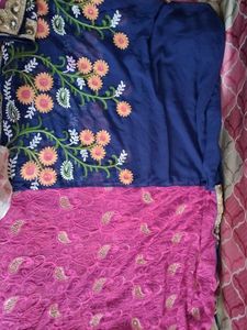 Amazing Glass Embroidery Design Saree