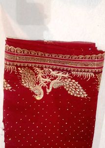 Red &amp; Gold Embroidered Saree