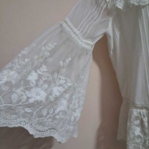 Royal White Western Lace Top