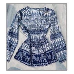 Blue &amp; White Elephant Print Tunic