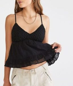 Aeropostale black camisole top with a textured