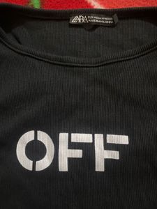 ZARA Black Tank Top With OFF Print