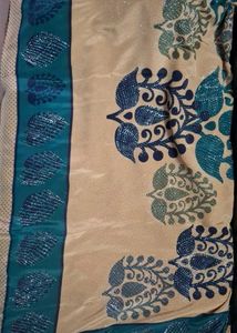 Elegant Beige &amp; Green Saree with Blouse
