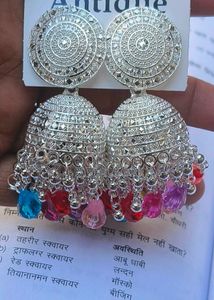 Silver And Multicolour Traditional Earrings
