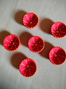 Red Clay Diya Set of 6