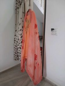 Plus Size Kurta Plazzo Set In Peach Color