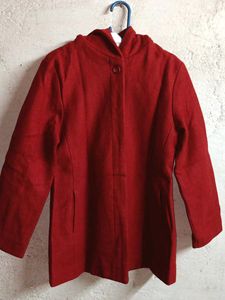 Winter Fashion Jacket Woolen Coat Hoodie Red ♥️