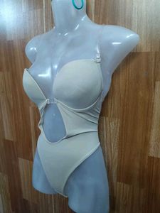 Beige Strapless Bodysuit