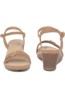 Light Brown Ankle Strap Wedge Sandals