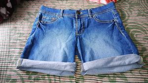 Denim Roll Cuff Shorts