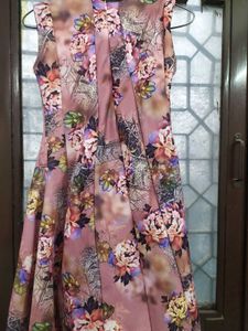 Floral Midi Dress Frock Without Sleeves