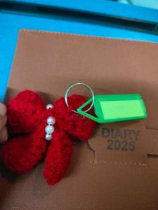 Handmade crochet bow keychain