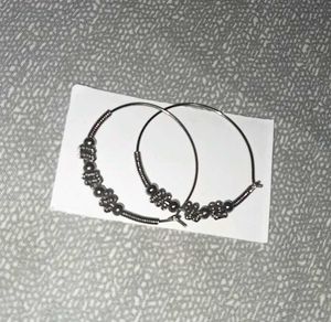 Silver Earrings With Free 2 Rings