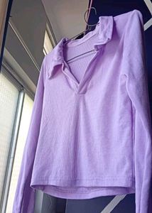 Lavender Ribbed Crop Long Sleeve Top
