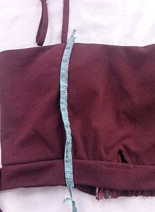Burgundy Tie-Waist Crop Top