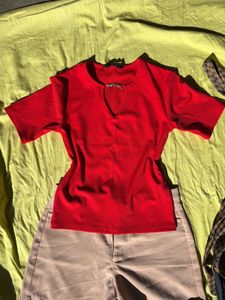 Red Short Sleeve Top