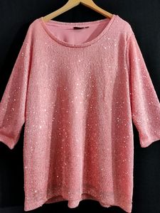 Oversized Top Pink Sequin Worked To
