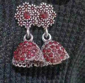 Red Jhumka Earrings