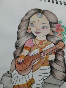Cute Ma Saraswati Drawing