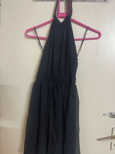 Elegant Black Halter Midi Dress