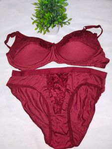 Maroon Bra &amp; Panty Set