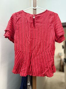 Red Peplum Sleeve Top