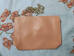 Peach Coral Chain Crossbody Bag