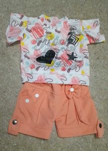 New born baby girl top & shorts set