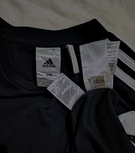 Adidas Black &amp; White Striped Long Sleeve Shirt