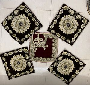 Maroon And brown Cushion Cover (Set Of 5)