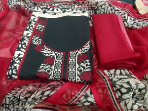 Varsh And Grey Synthetic Dress Material