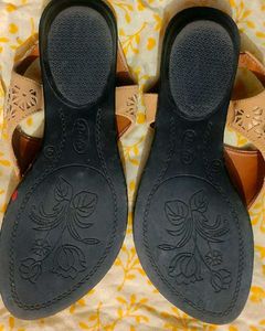 Bata Beige Laser Cut Sandals