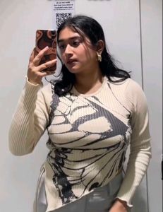 Asymmetrical Zudio Ribbed Butterfly Crop Top ✨️