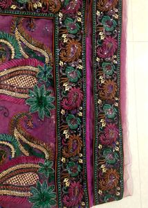 New Saree Embroidered Paisley Fabric With Blouse