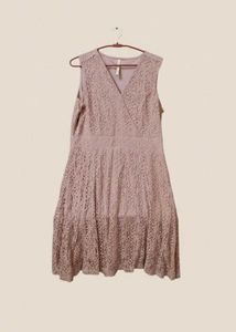 Dusty Rose Lace Fit &amp; Flare Dress