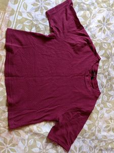 Burgundy Textured Crop Top