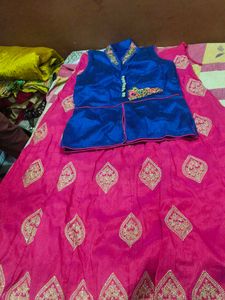 Pink And Blue Lehenga